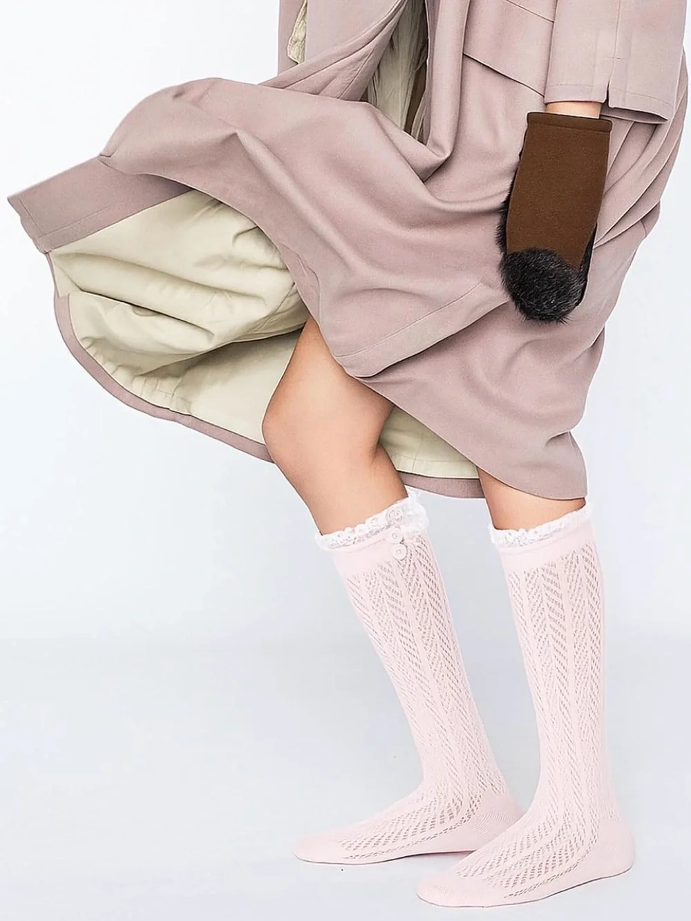 Soft Pink Lace-Trim Women's Socks